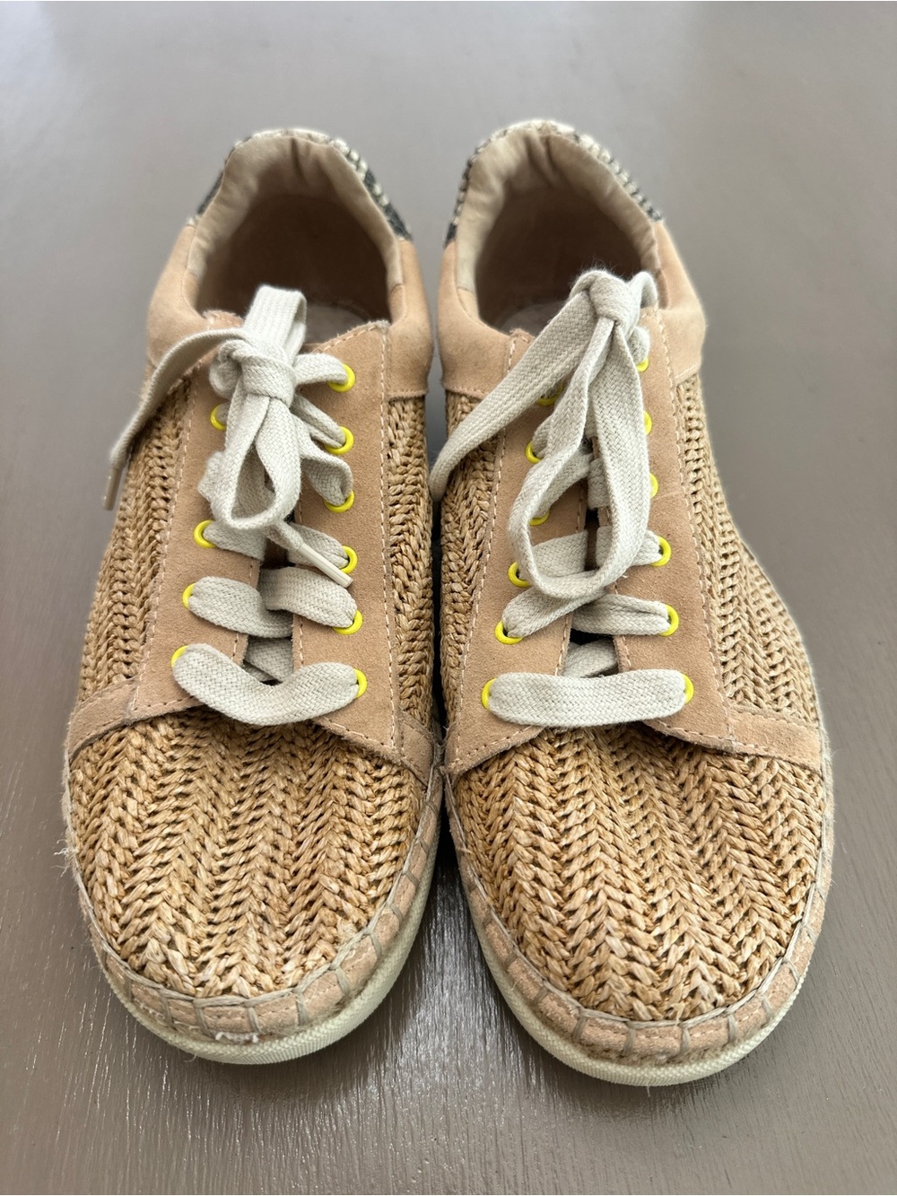 Dolce Vita Notice Raffia Suede Espadrille Sneakers Snakeskin Heel 8.5